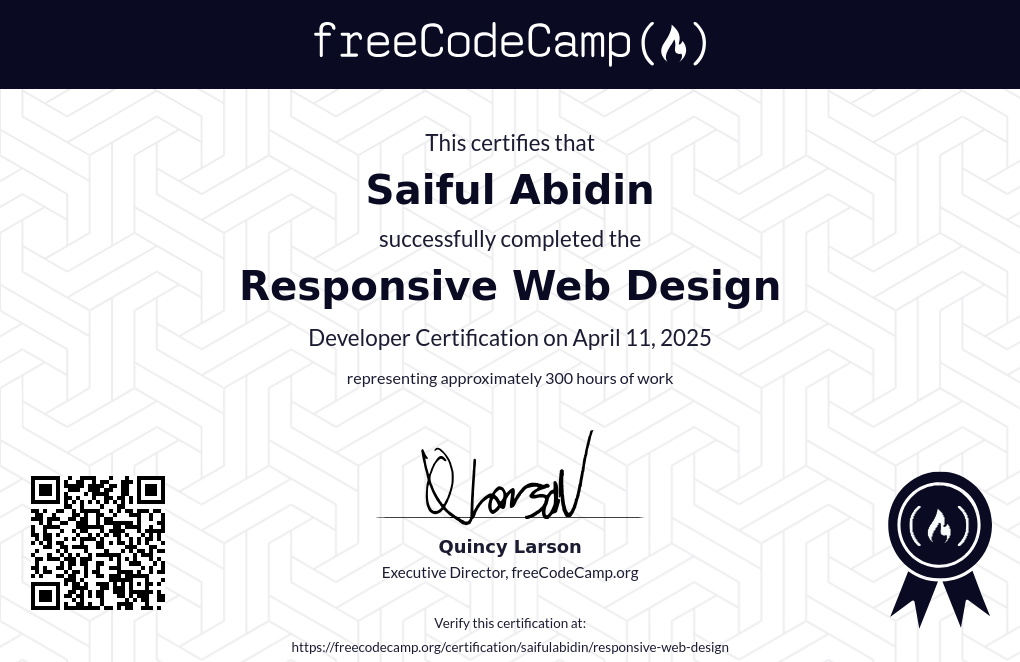 freeCodeCamp responsive web design certificate